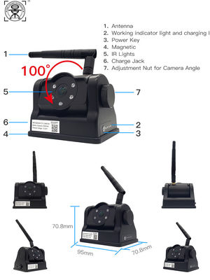 バッテリー付きワイヤレス磁気バックアップカメラ、バン、トラック、車両用モバイル WiFi リアビュー、IOS/Android と互換性あり