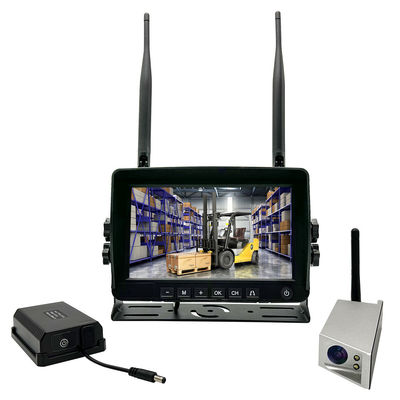7 インチ HD ワイヤレスフォークリフトリアビューカメラシステム 1080P DVR IP68 防水磁気バッテリー車両全体をカバー