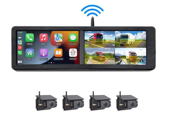 トラック・バス用 AHD 360°ソーラーパワーカメラシステム（ワイヤレスモニター付き）