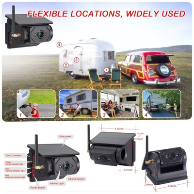 Wi-Fi ソーラー電動 無線カーカメラ 100m 送電 バス バン トラック RV キャンピングトラック すべての車種