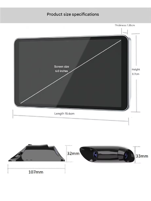 6.0インチ IPS 600CD 亮度 CMS 電子サイドミラーシステム AHD 1080P 解像度 IP67 耐水性 140° 広角重用トラック用