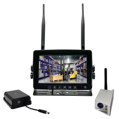Wireless Solar Forklift Camera Kit with 9600mAh Battery, Magnetic Mount, 7-Inch Monitor and IP68 Waterproof Camera
